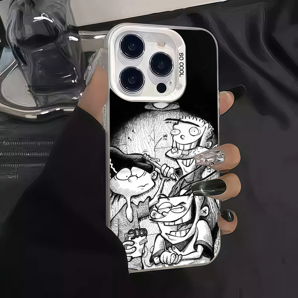 삼성 A07 A17 A06 S25 S24 S23 울트라 FE 플러스용 만화 캐릭터 폰 케이스 보호용 IMD 컬러 커버 E-Ed Edd N Eddy