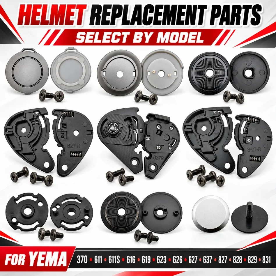 Motorcycle Helmet Replacement Ear Covers Chin Bar Buckle Visor Pivot Knobs and Screws for Selected Helmet Models