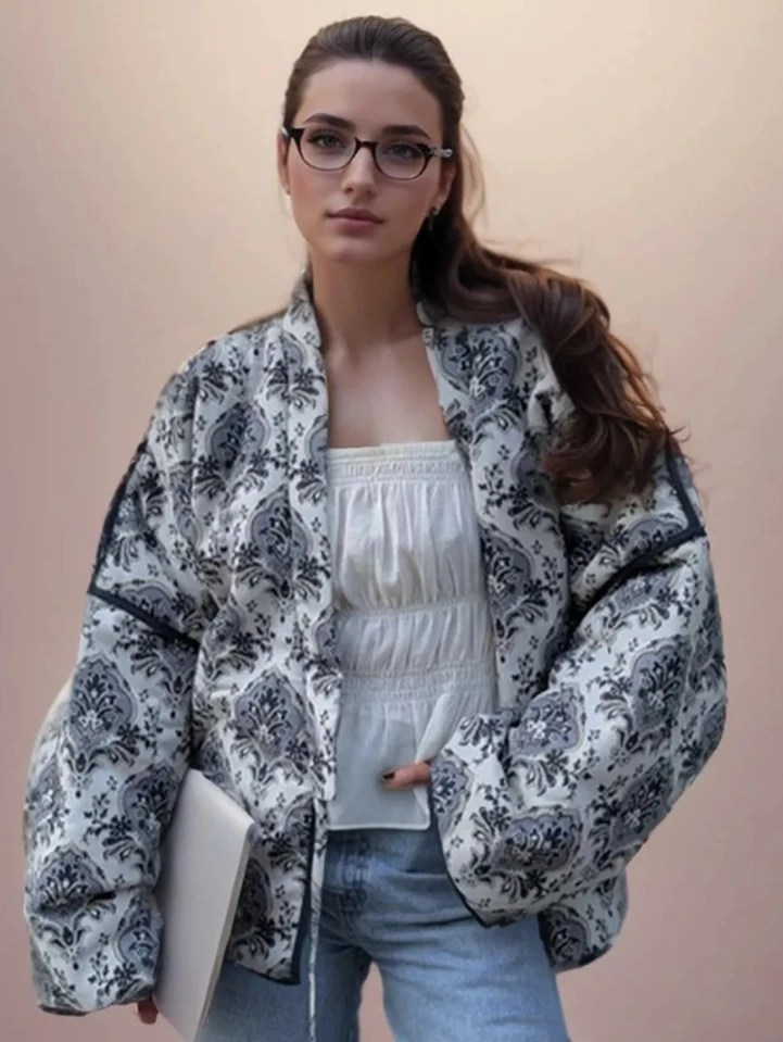 เสื้อโค้ททรงหลวมคอวีแบบไม่มีกระดุม แฟชั่นสำหรับผู้หญิง ฤดูหนาว ใหม่ เหมาะสำหรับใส่เดินทางในชีวิตประจำวัน สไตล์สตรีท