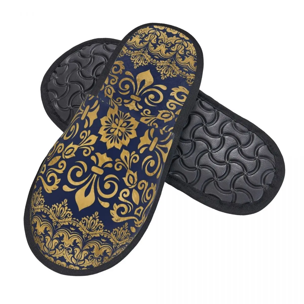 Custom Print Women Oriental Damask Ornament House Slippers Soft Warm Baroque Memory Foam Fluffy Slipper Indoor Outdoor Shoes