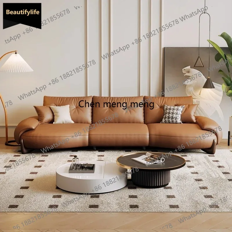 

D80 Creative Recliner Living Room Sofas Brown Support Wooden Designer Nordic Sofas Minimalist Modern Muebles Postmodern Furnitur