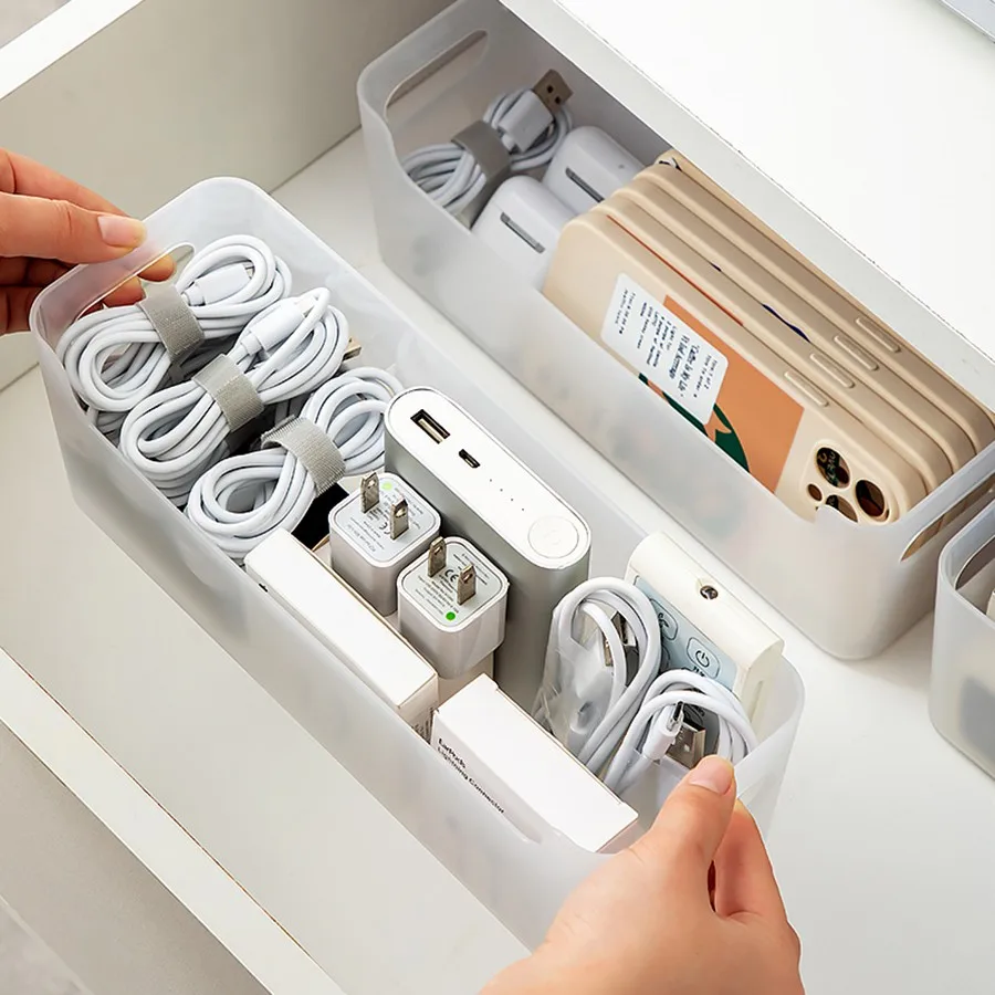 1/2PCS Wall Mounted Data Cable Storage Box Desk Charging Cable Organizer Home Office Supplies Sundries Storage And Organization view 5