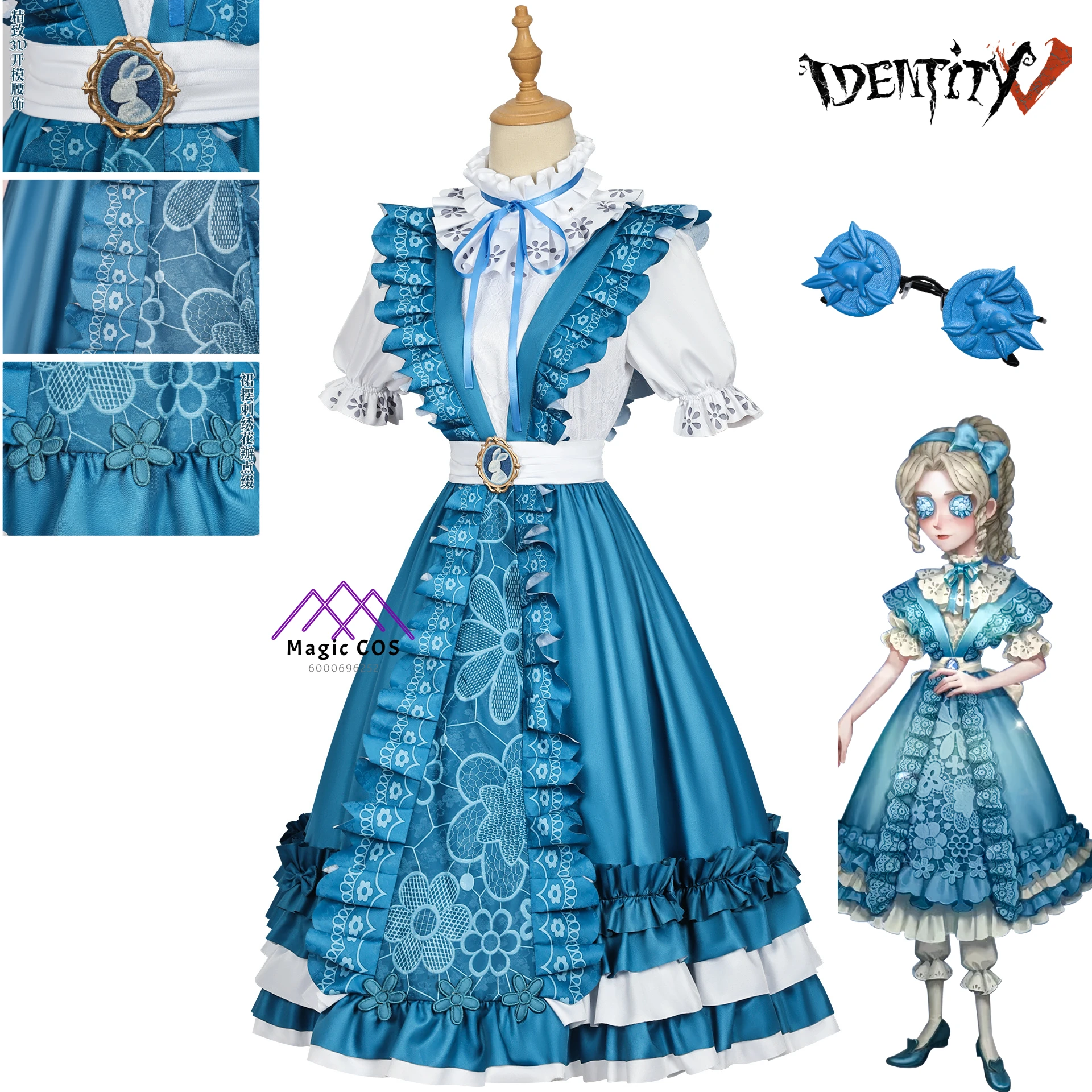 

Game Identity V Reporter Alice Cosplay Costume Anime Clothes Blue Cute Dress Uniform Christmas Halloween Role Play ComicCon Sets