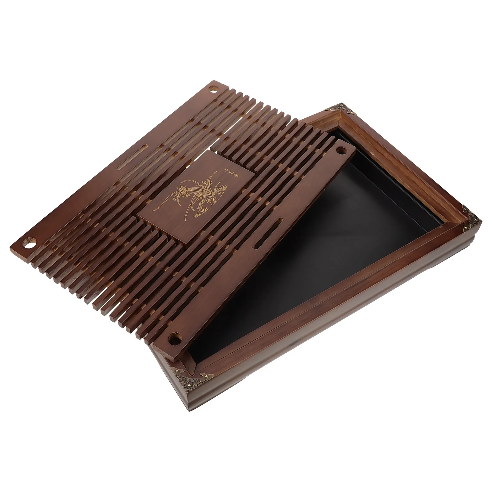 

Plastic Wood Composite Tea Tray Space Saving Rectangular Multi Functional Household Serving Tray for Parties Weddings Bars
