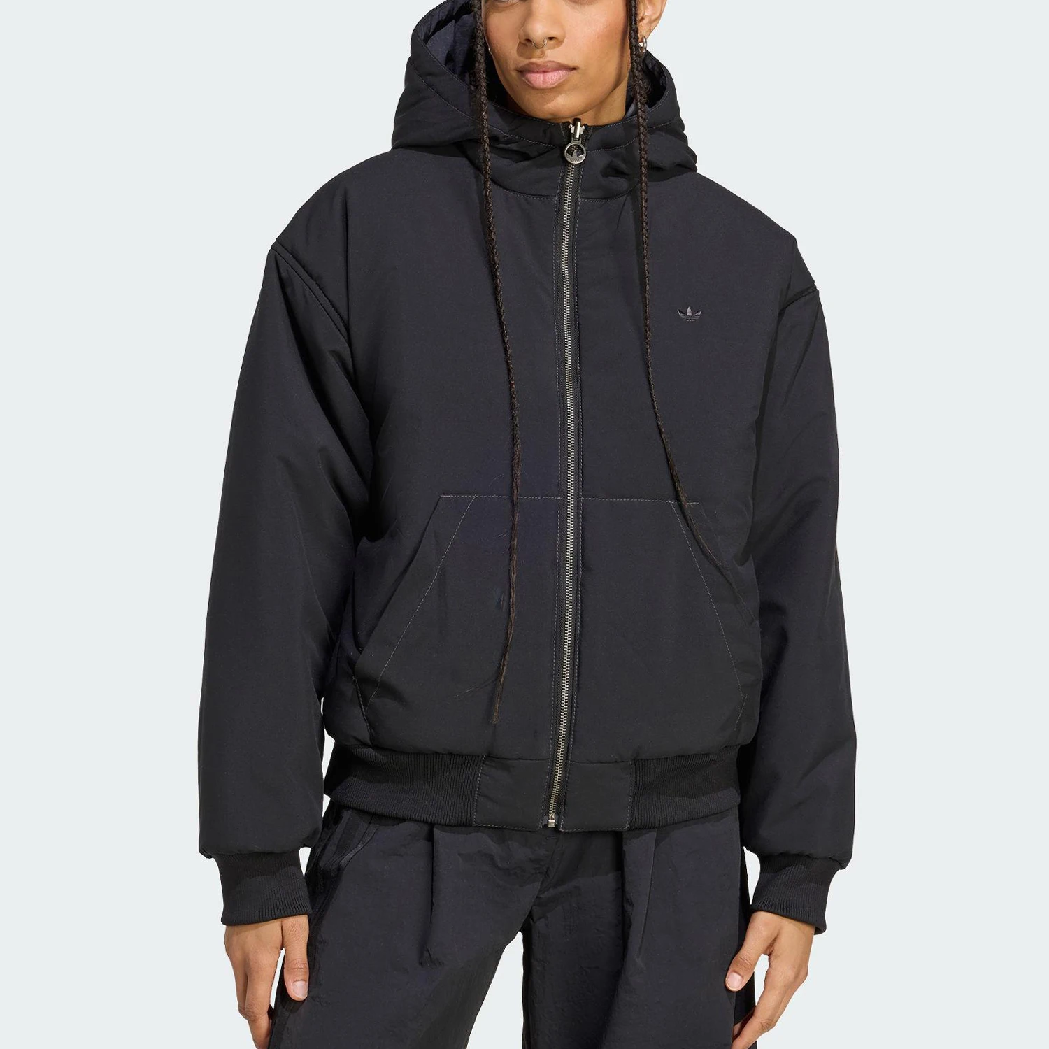 Adidas genuine clover women's loose double-sided hooded cotton jacket KC1686