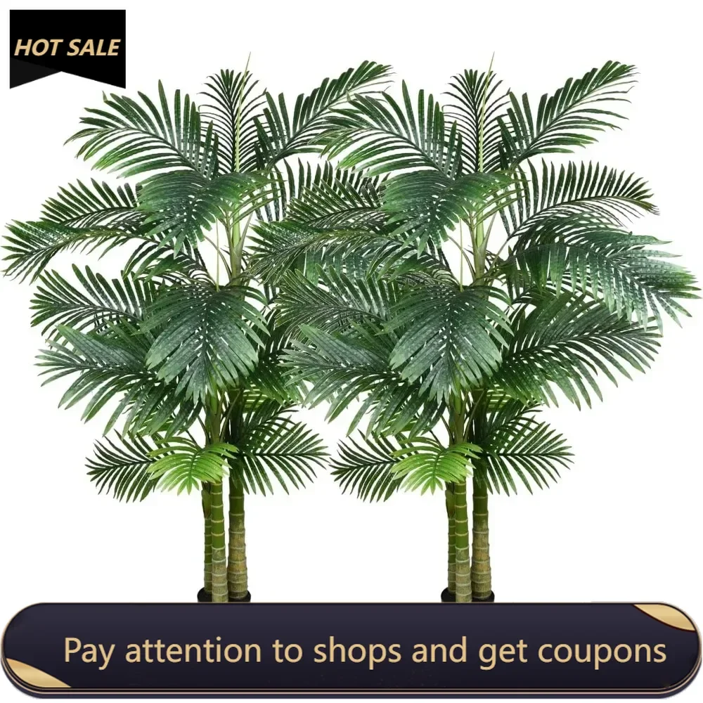 2 Pack Artificial Areca Palm Tree Plant, 6 Feet Fake Palm Tree for Outdoor Modern Decoration Faux Dypsis Lutescens Plants in Pot