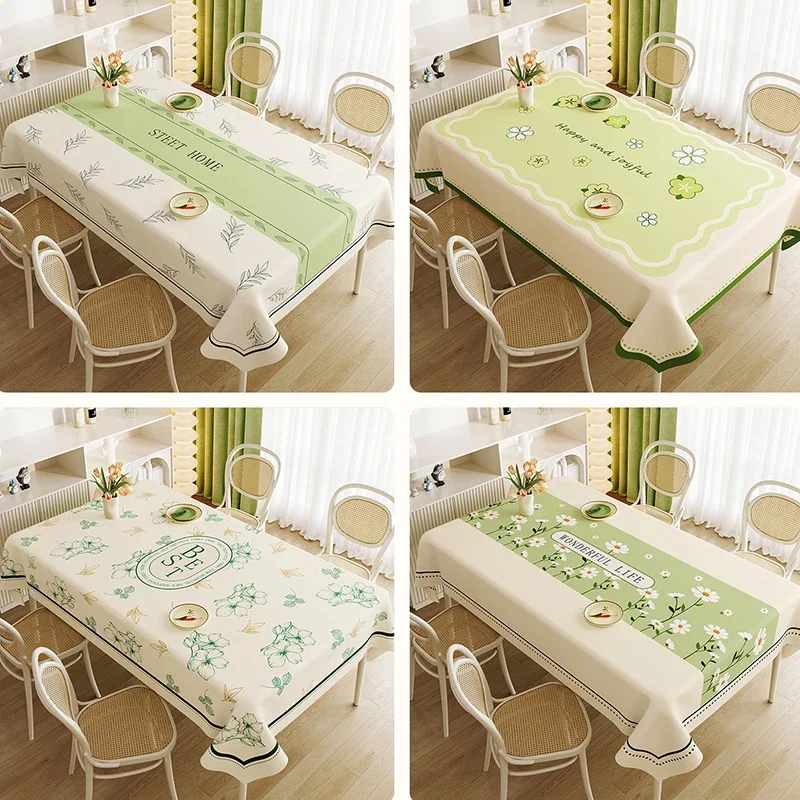 Rural Ins Style Pvc Green Tablecloth Wash-Free Waterproof and Heat-Insulating Table Mat Anti-Stain Living Room Home Decoration
