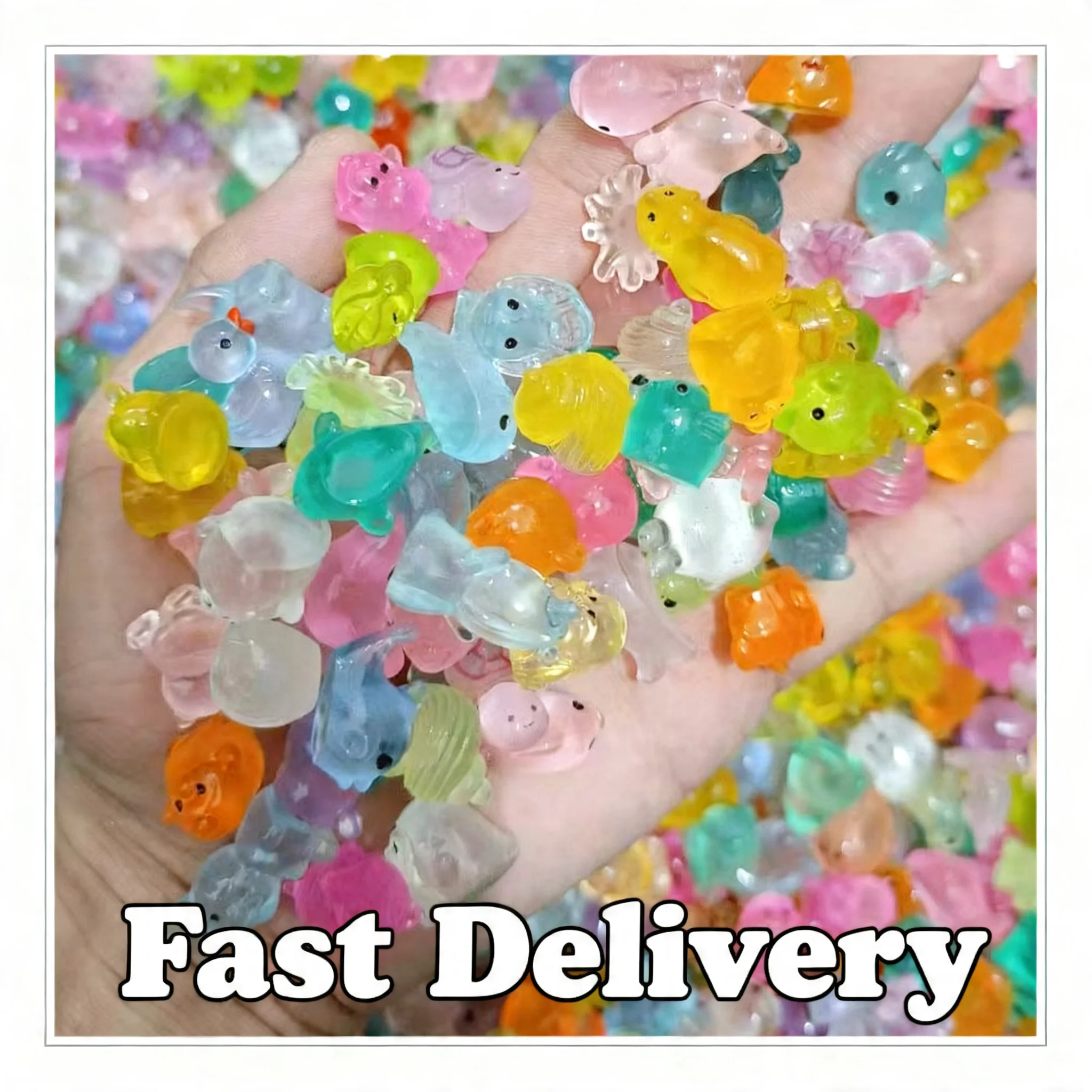 

50/100 шт. светящихся в темноте миниатюрных фигурок животных и грибов из смолы в пакетах-сюрпризах, декор для сказочного сада, микроландшафт, подарок на день рождения