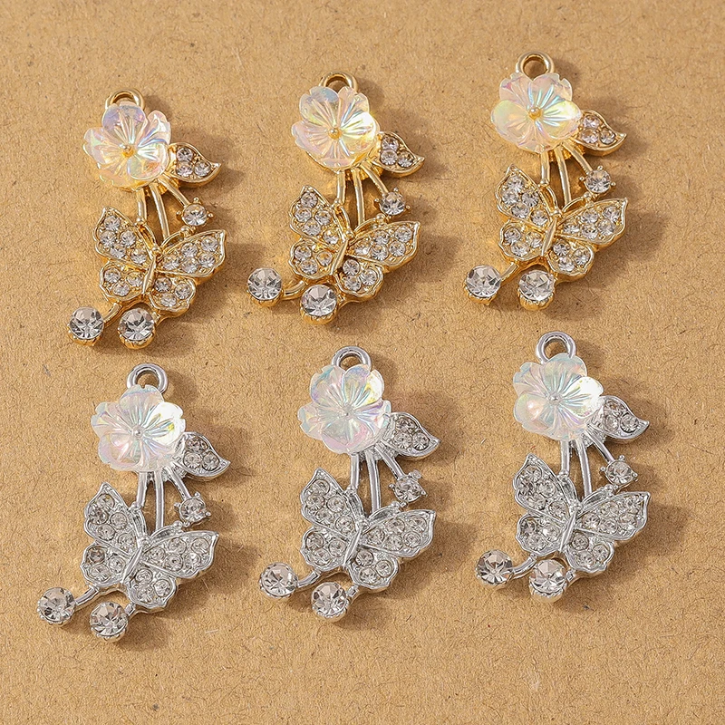 10 Stück Strass Kristall Schmetterling Anhänger Charms für Schmuck DIY Halskette Ohrringe Armband Zubehör Zubehör – Detail 1