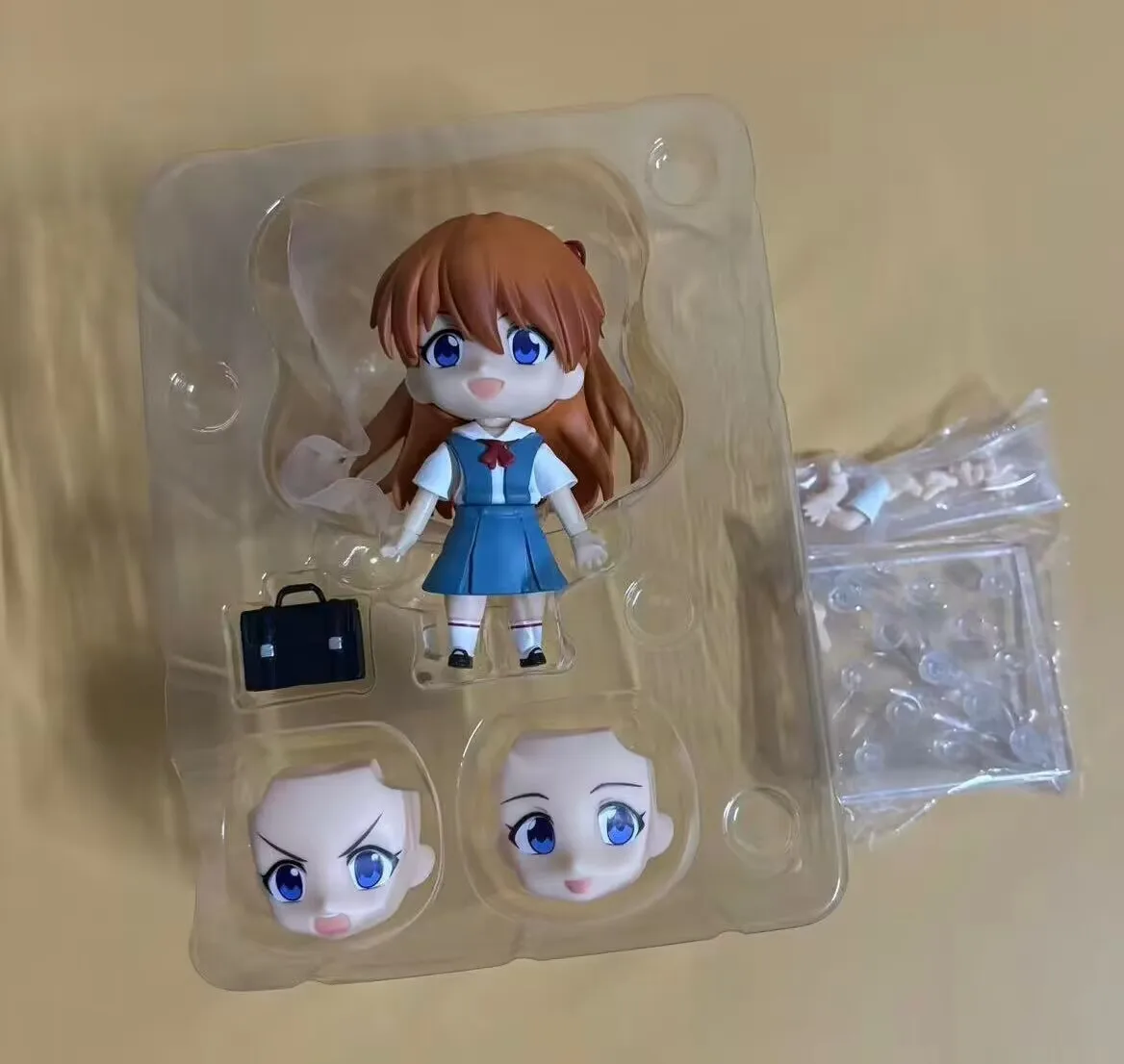 

10cm Anime EVA Asuka school uniform Q version Joint mobility Action Figure PVC Model Toys doll Desk Decor Collectible Gifts