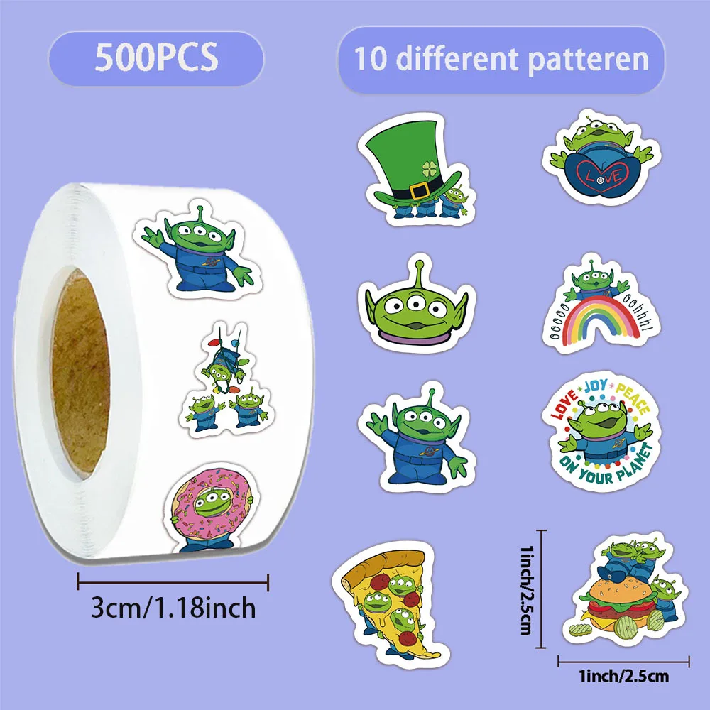 500pcs Three-eyed Alien Cartoon Roll Stickers Waterproof Diy Decals For Phone Ipad Notebook Luggage Thermos Water Bottle Decor