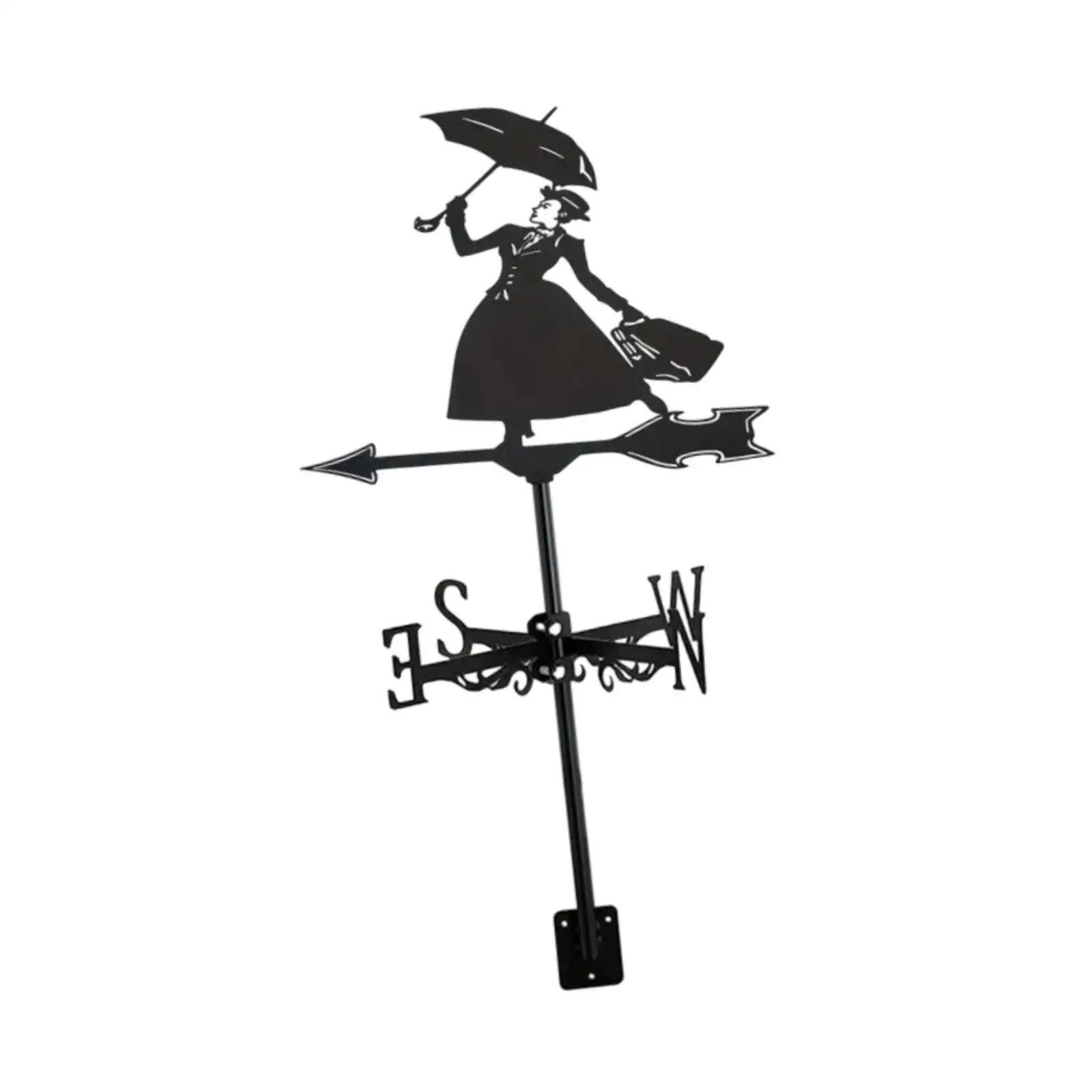Wind Vane Garden Decor Iron Lady Statue Weather Vane Roof Mount Wind Direction for Farm Porch