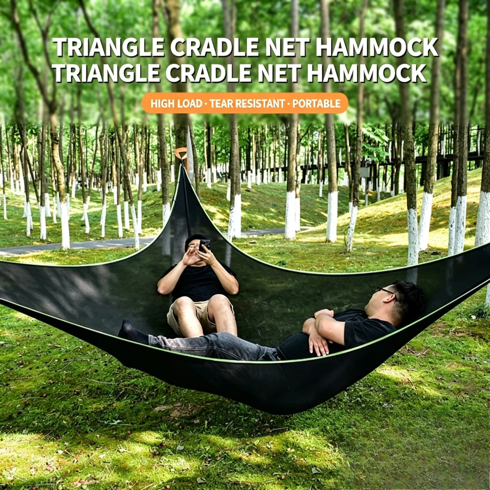 Outdoor Camping Triangle Hammock Anti-rollover Mesh Multi-person Aerial Large Tree Tent Swing Anti-mosquito Hanging Basket