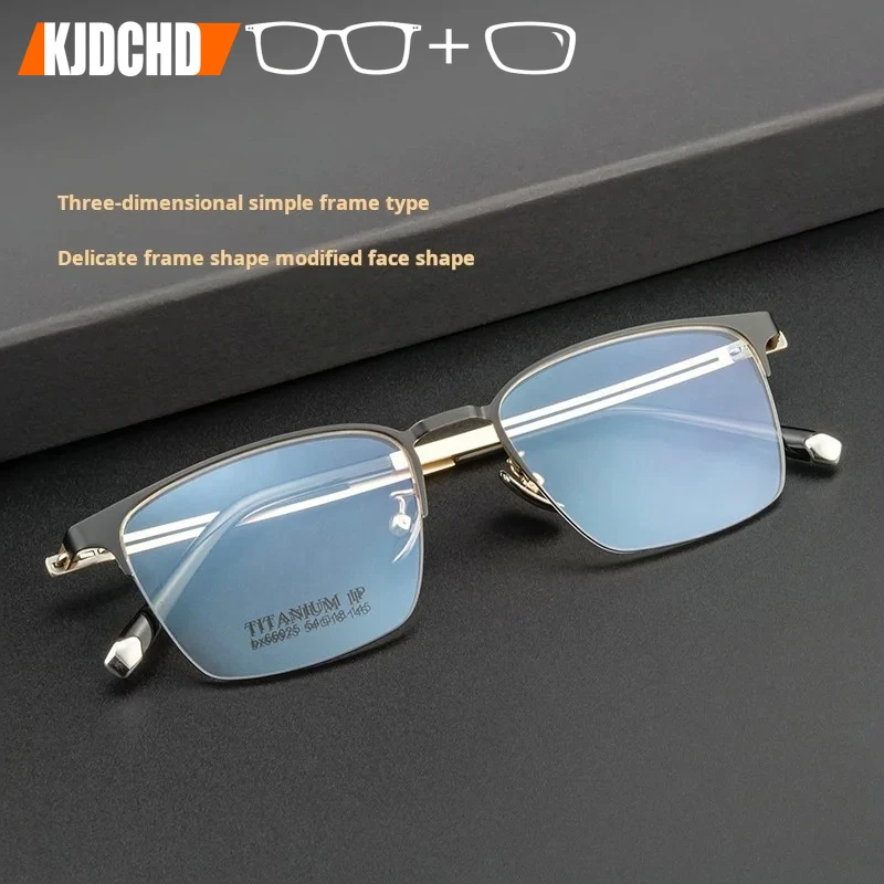 

KJDCHD Fashion Optical Prescription Half Frame Men's Eyeglasses Myopia Progressive Blue Light Blocking Reading Glasses