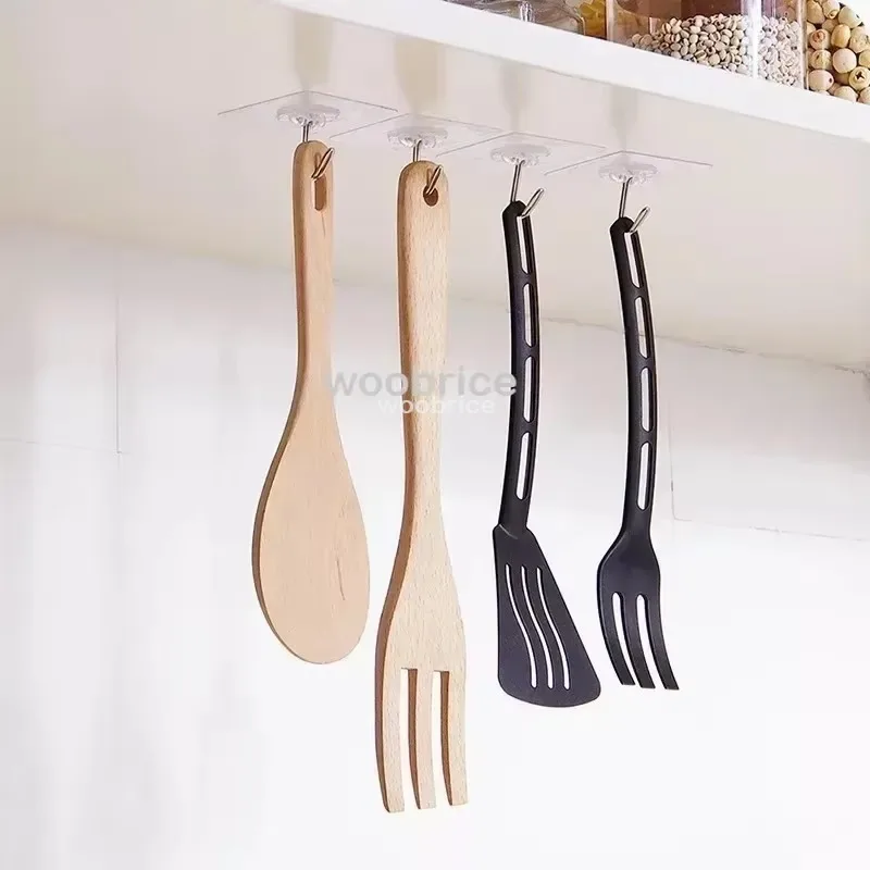 Transparent Stainless Hook Steel Strong Self Adhesive Hooks Key Storage Hanger Multi-Function Towel Hooks Kitchen Bathroom Door