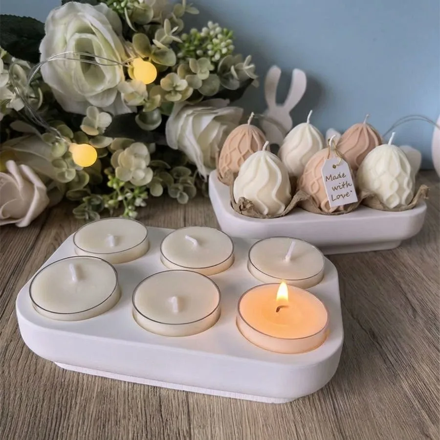 [Resin Mold] 6-Cavity Egg Tray Silicone Mold, Easter Egg Tray Decorative Shelf, Cement Clay Plaster Epoxy Resin Casting Mold - view 3
