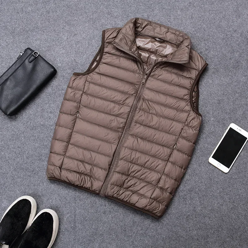 

Winter Men Duck Down Vest 2023 Coat Ultralight Sleeveless Puffer Vest Jacket Ultra Thin Warm Lightweight Down Jacket Waistcoat