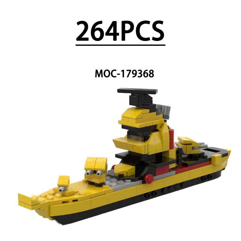 

MOC-179368 Building Block Battleship Model Decoration, 264 Pieces, Children's Educational Birthday, Christmas New Year Toy Gift