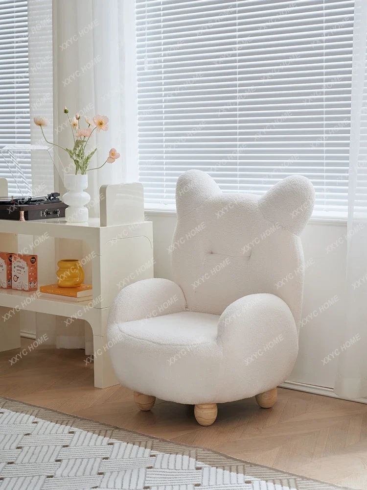 Bear Sofa Chair Cute Single Seat Mini Lazy Small Sofa Sherpa Simple Furniture