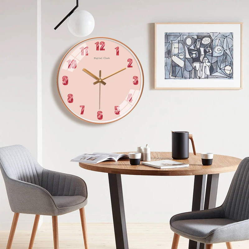New Round Wall Clock  Warm Colored Dial Silent Quartz Movement No Ticking Clock For Living Rooms Bedrooms Offices Festival Gift