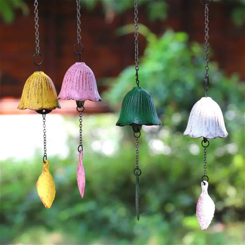 △ Creative Cast Iron Wind Chime Hanging Decoration Metal Retro Hanging Leaf Bell Balcony Outdoor Garden Hanging Decoration