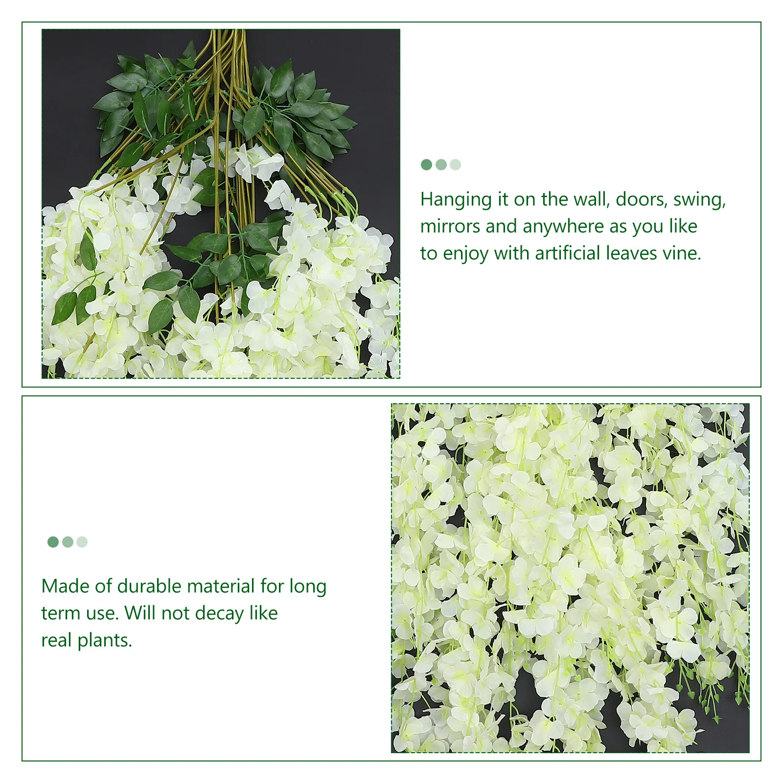 

12Pcs Fake Hanging Wisteria Vine Artificial Silk Flowers Realistic Floral Decor Wedding Home Office Decoration