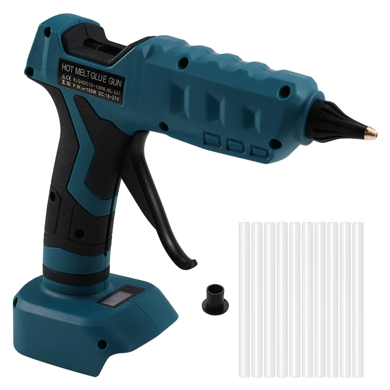 ABLJ 100 ワットコードレスデジタルホットメルトグルーガン電動工具 Formakita 18V バッテリーグルースティック DIY 修復ツール