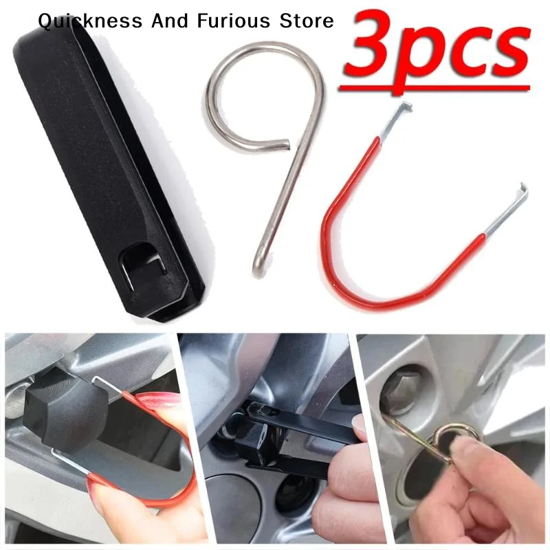 【MO】3pcs/set Alloy Wheel Bolt Nut Caps Covers Puller Remover Tool Portable Tweezers Wheel Repair Tool For  For Car