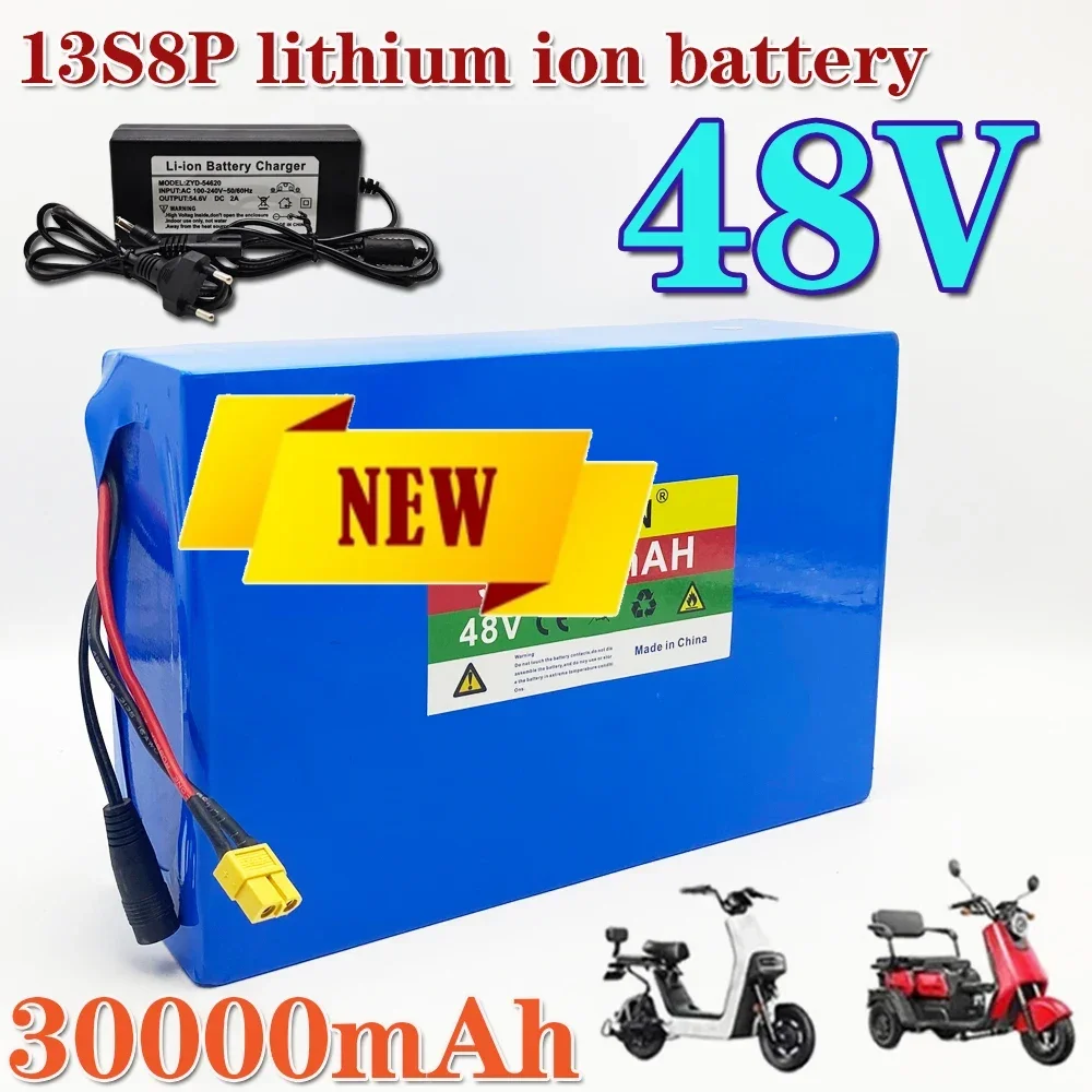 13S8P Battery 48V 30000mAh Lithium Battery Pack 1000W Bicycle Battery with Built-in 50A BMS