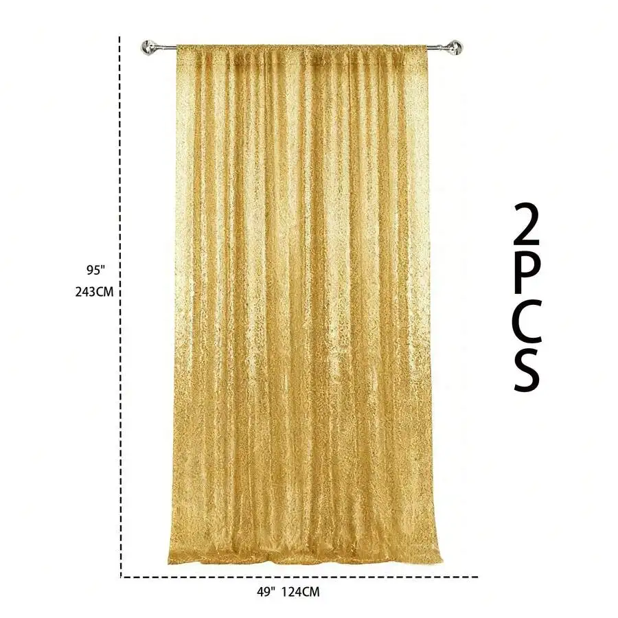 95x48-Inch Dazzling Sequin Star Curtain With 3D Stereo Light And Effects Decoration - Romantic Backdrop Wall For Wedding Venues,