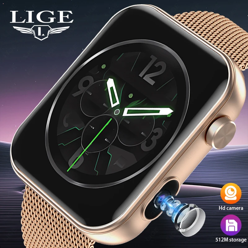 

LIGE Смарт-часы с записью видео фотографий, Bluetooth-часы IP67, водонепроницаемые, 100 + спортивный режим, трекер, умные часы для Android IOS