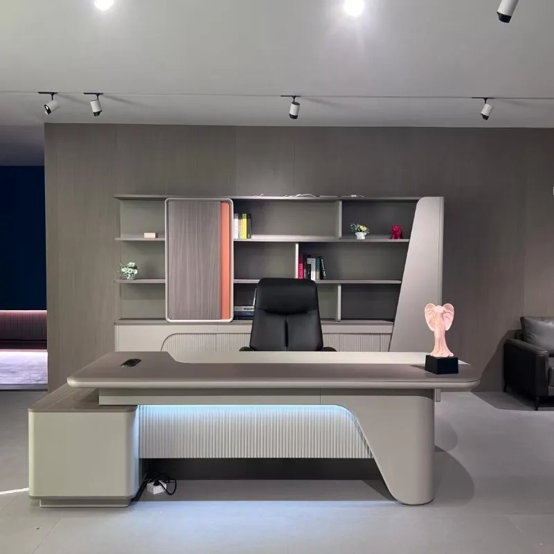 simple modern president , high-end manager , large , office desk and chairs