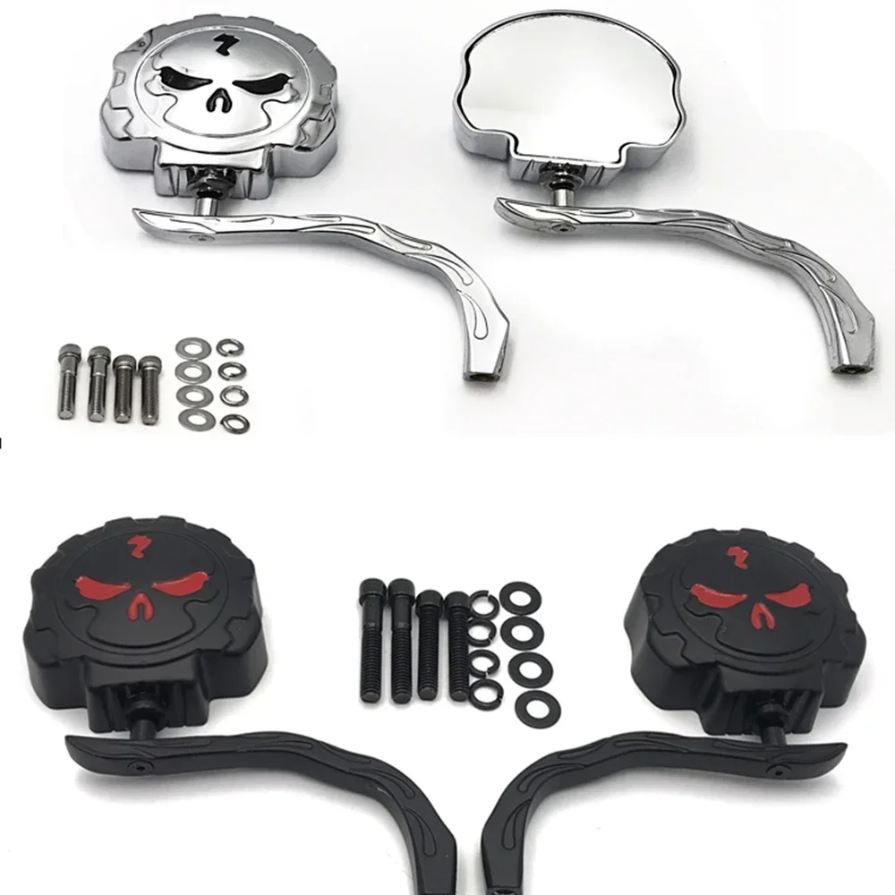 Uniwersalny motocykl motor szkielet czaszka lusterko wsteczne boczne 8mm 10mm dla Harley Chrome Black
