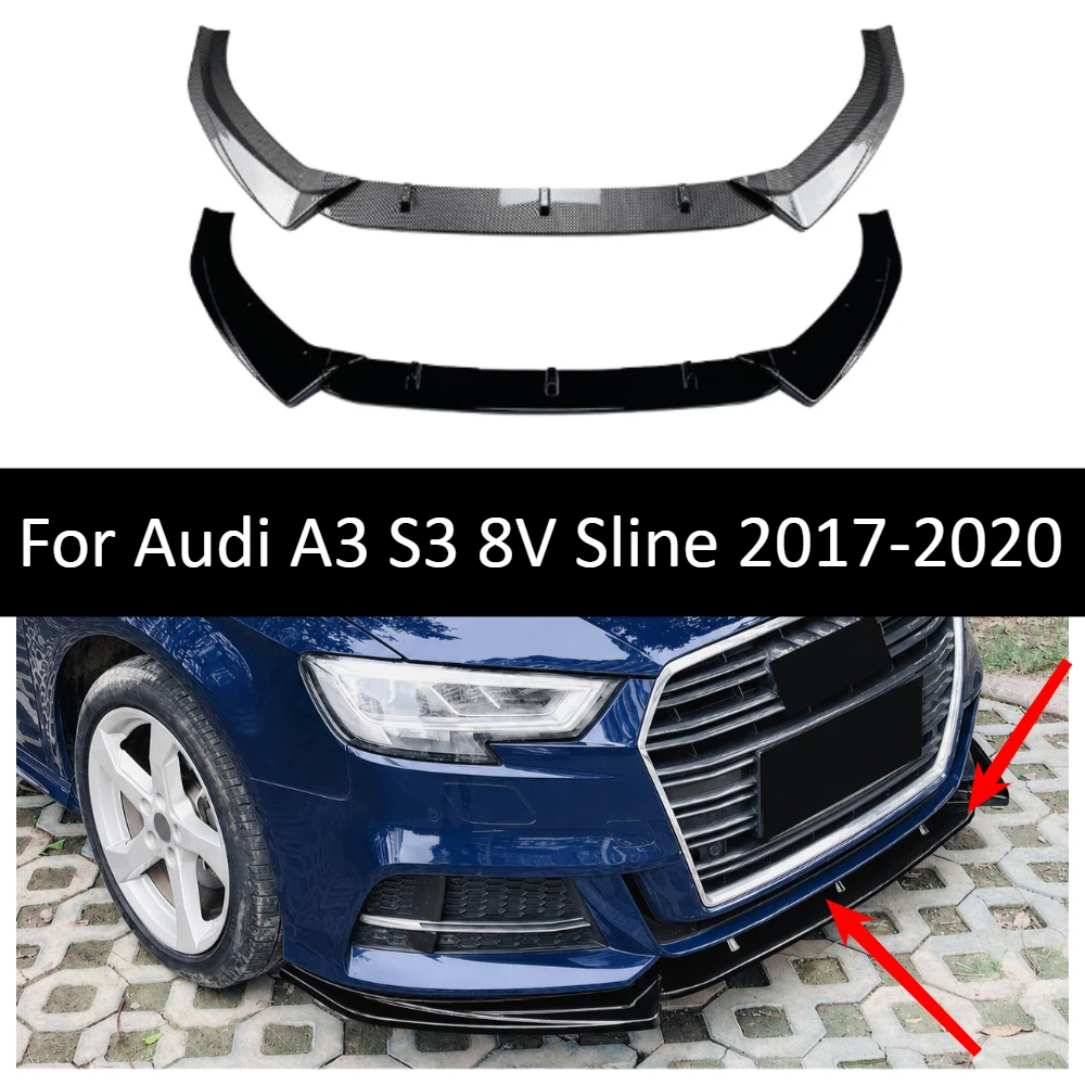 

Front Bumper Lip Splitter For Audi A3 S3 8V Sline 2017-2020 Exterior Spoiler Body Kit Decoration Tuning Accessories Trim Upgrade