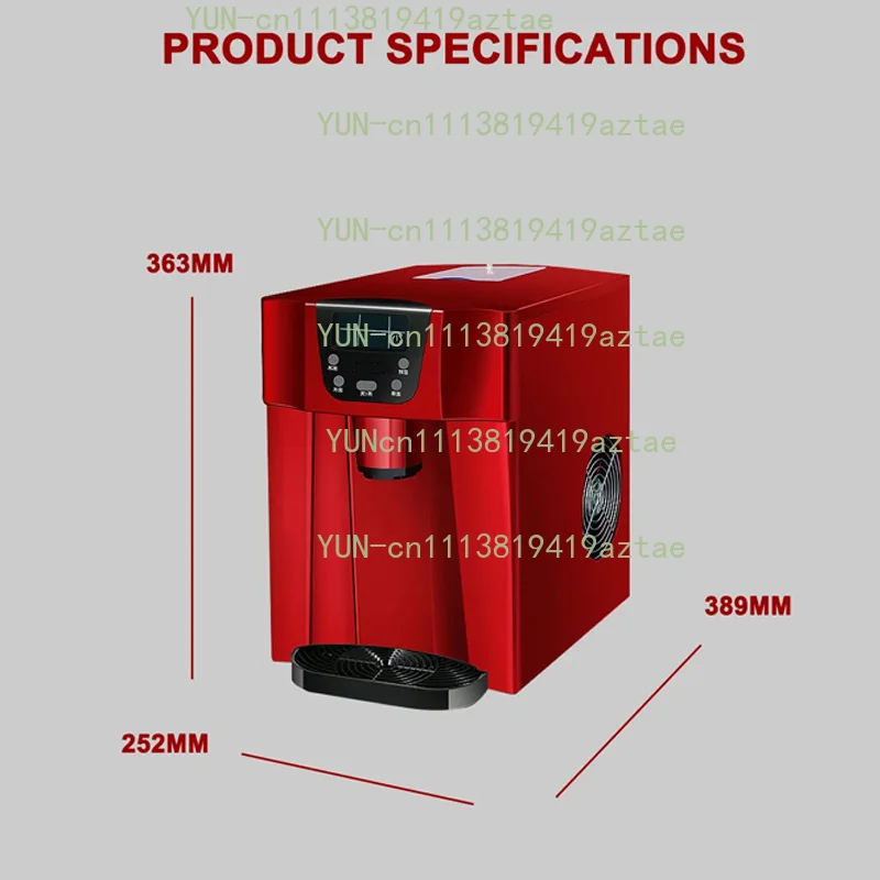 Red Countertop Ice Maker Water Dispenser 26 lbs per 24H Portable Ice Maker LCD Display Ice Machine