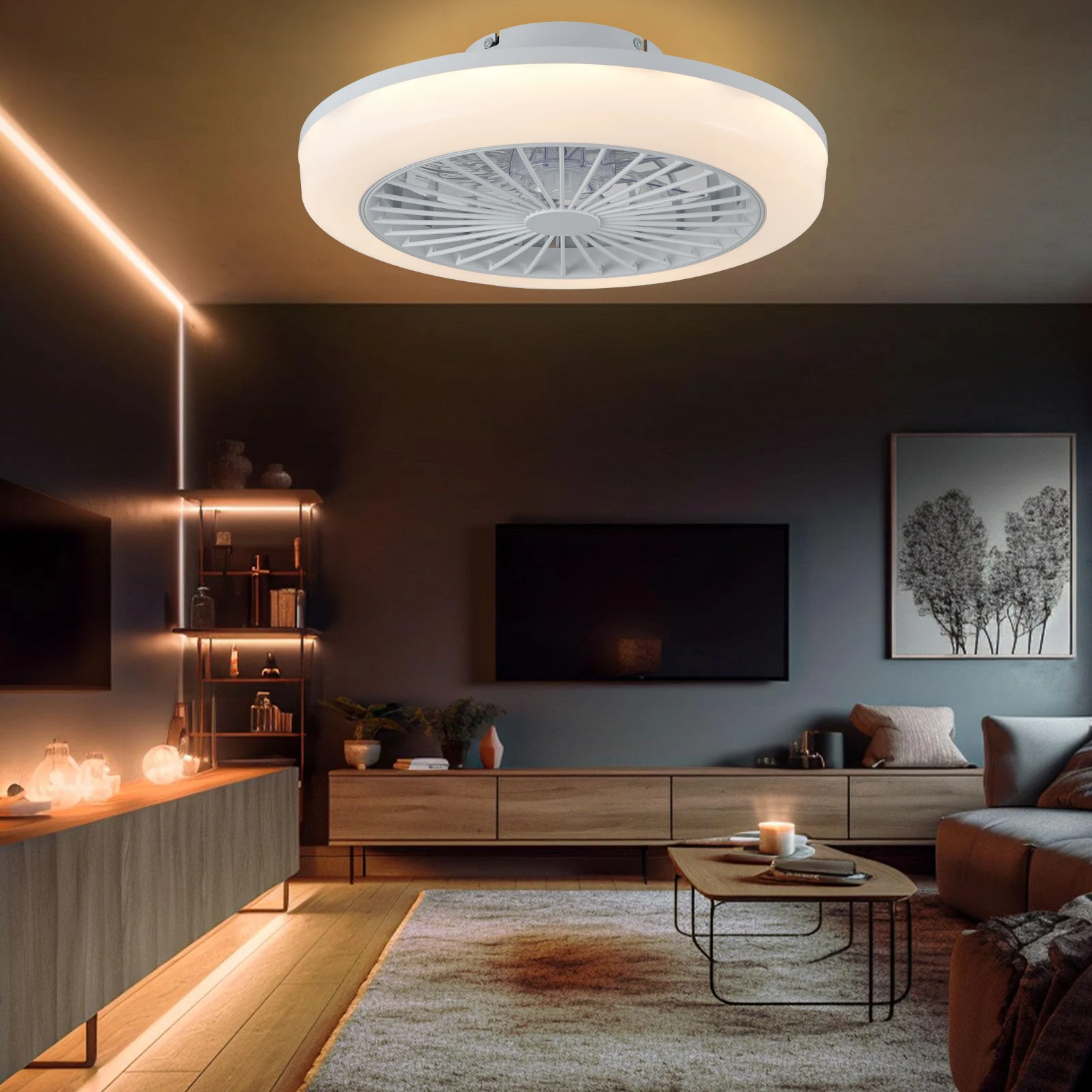 IRALAN New Modern Ceiling Fan Light LED Intelligent Remote Control Dimmable Quiet Bedroom Restaurant Living Room chandelier fan