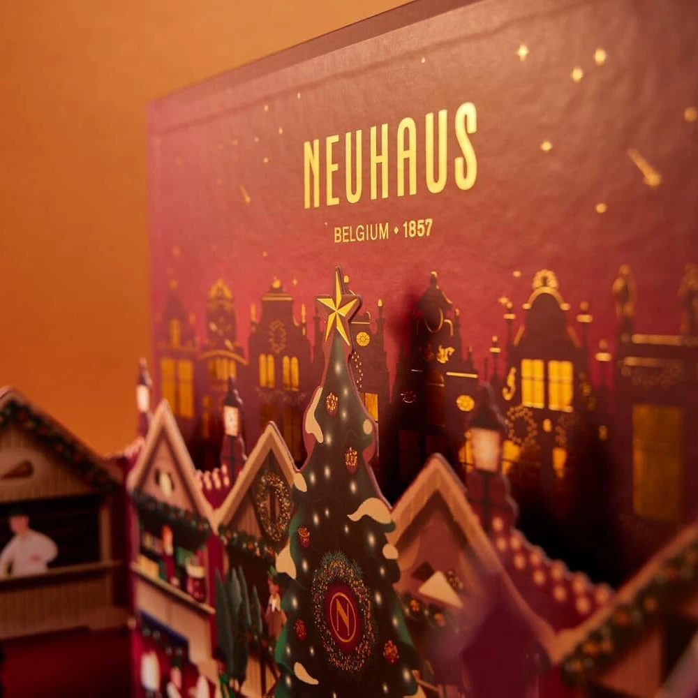 Christmas Gift Box Advent Calendar Empty Paper Countdown for Chocolate Candy Embossed and Matt Laminated Printing