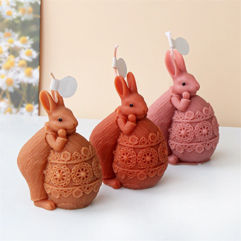 1 Candle Silicone Mold Rabbit Egg Aromatherapy Candle DIY Easter Drip Plaster Rabbit Mold