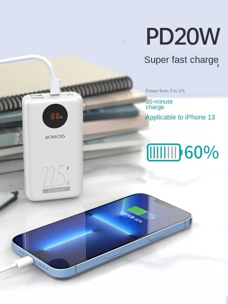 22.5W Super Fast Charger 10000MA ultra-thin compact portable fan mobile power supply