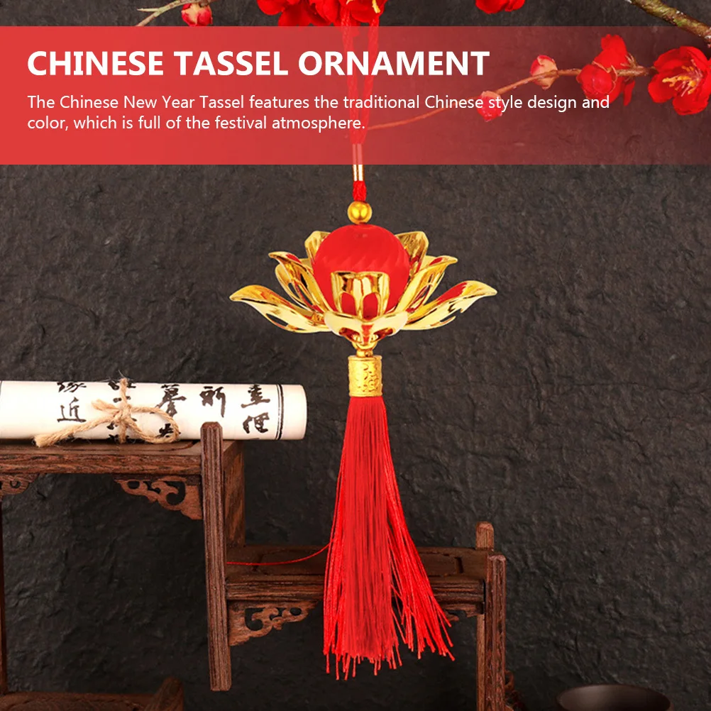 

10Pcs Chinese Style Lotus Lantern Tassel Hanging Ornaments Festival Wall Decoration New Year Room Pendant Decor