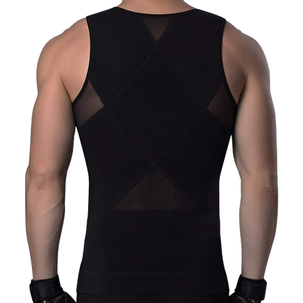 Men Body Shaper Compression Tank Top with Zipper, Breathable Slimming Undershirt, Tummy Control Shapewear Vest for All Day Wear view 3