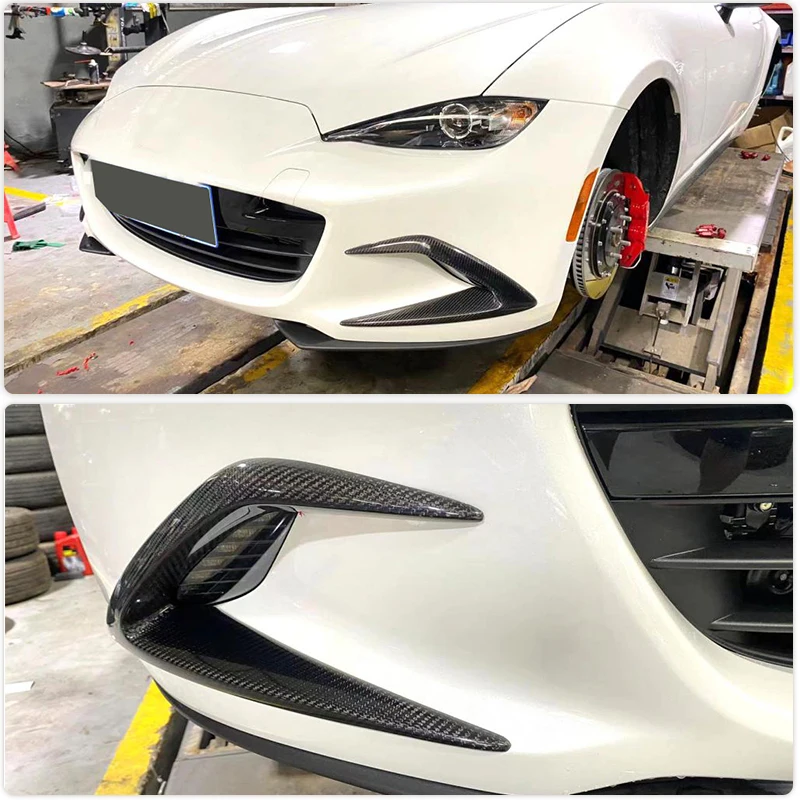 Real Carbon Fiber Front Bumper Fins Canards Splitters for Mazda MX5 MX-5 ND 4th Generation 2020UP Car Front Air Vent Cover