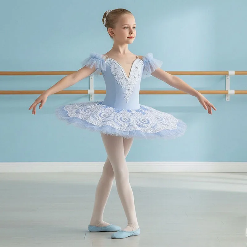 

Classic Professional Adult Kids Ballet Tutu White Swan Lake Pancake Design Ballerina Party Dance Costume for Girls Women