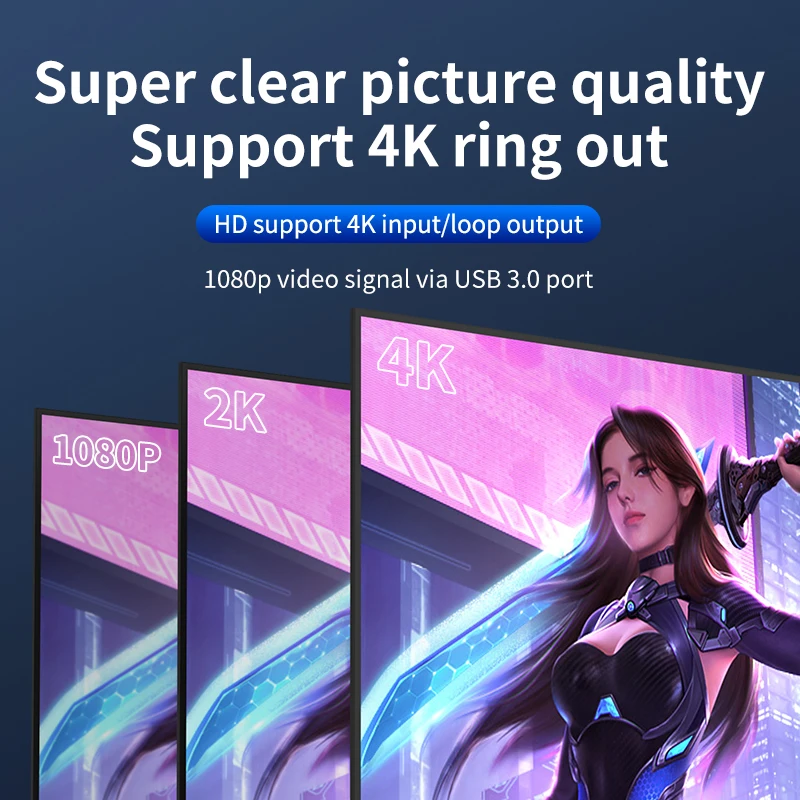 YUCUN 4K USB 3.0 Video Capture Card HDMI-compatible 1080P HD Video Recorder Grabber For PS4 OBS Game Recording Live Streaming