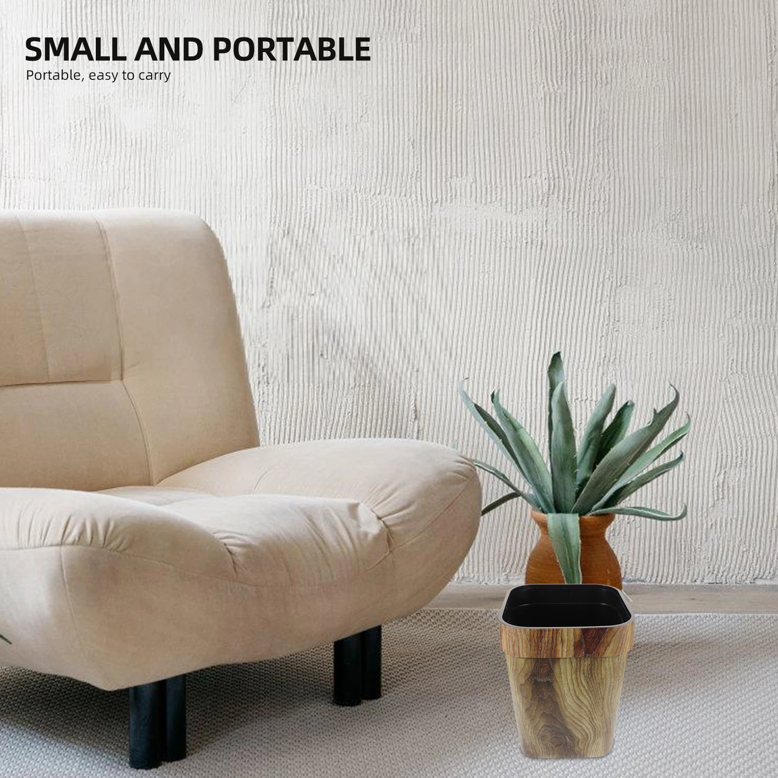 

Retro Imitated Wood Trash Bin 14L Square Waste Container for Home Bedroom Hotel Practical Rubbish Friendly Safe Pressure