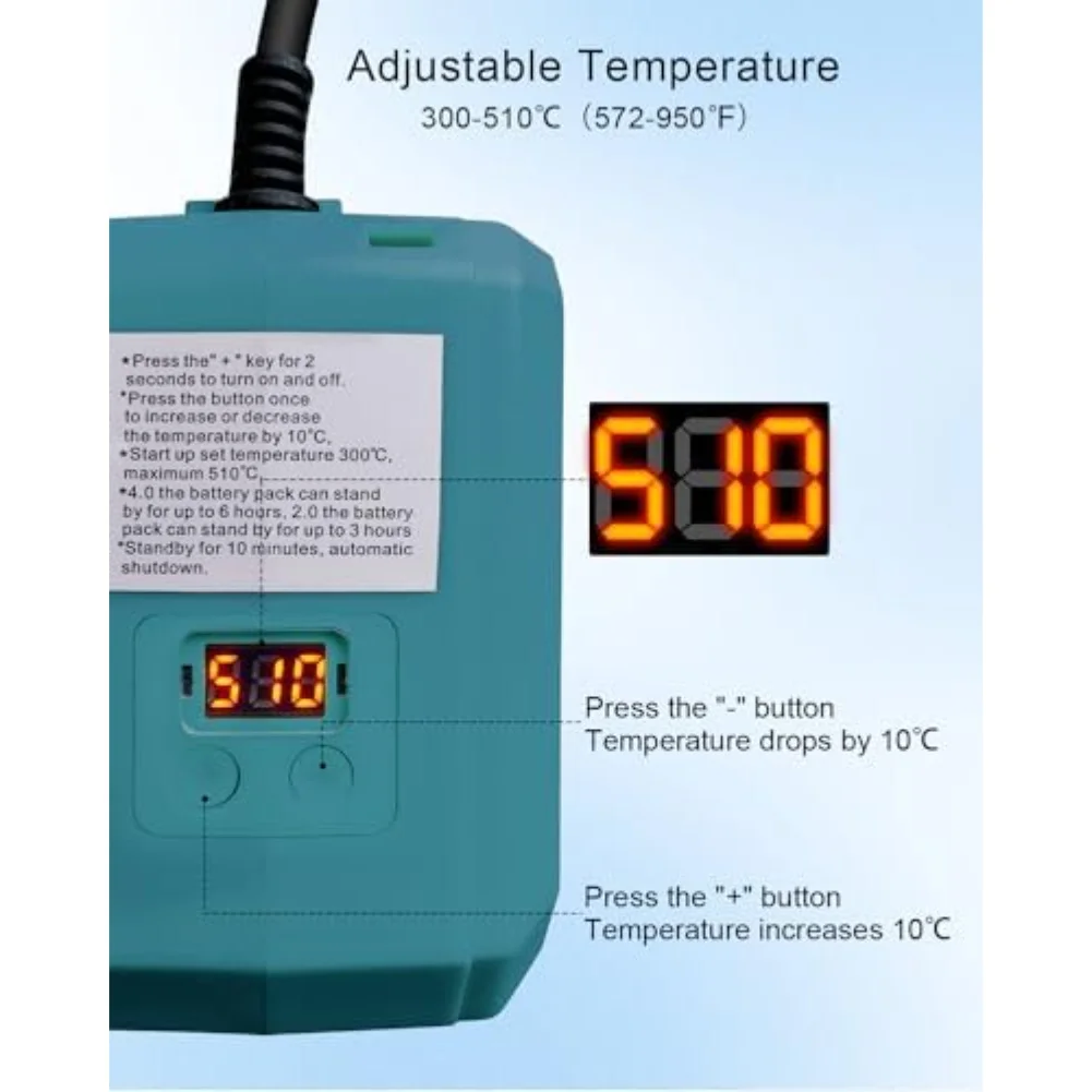 Electric Soldering Iron 60W Adjustable Temperature 300 to 510 Celsius Fast Heat Up Lightweight for Electronics Repair