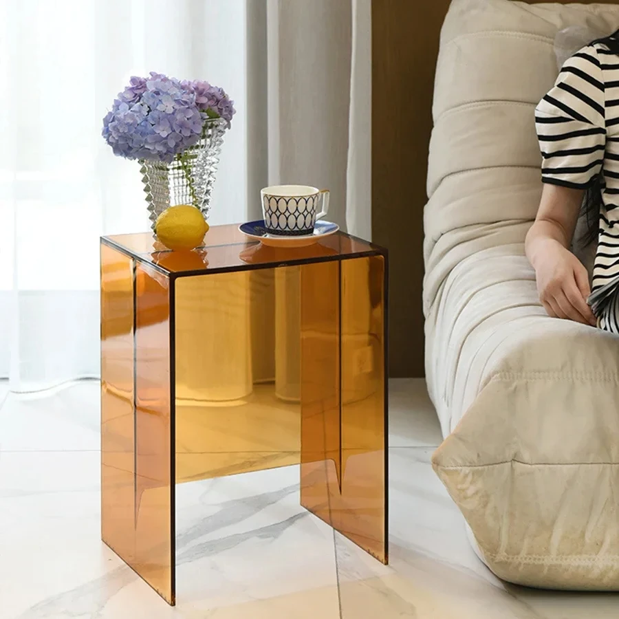 CX101AB Acrylic Sofa Multi-Color Coffee Table Living Room Modern Simple Small Coffee Table Ins Transparent Bedside Table Shelf