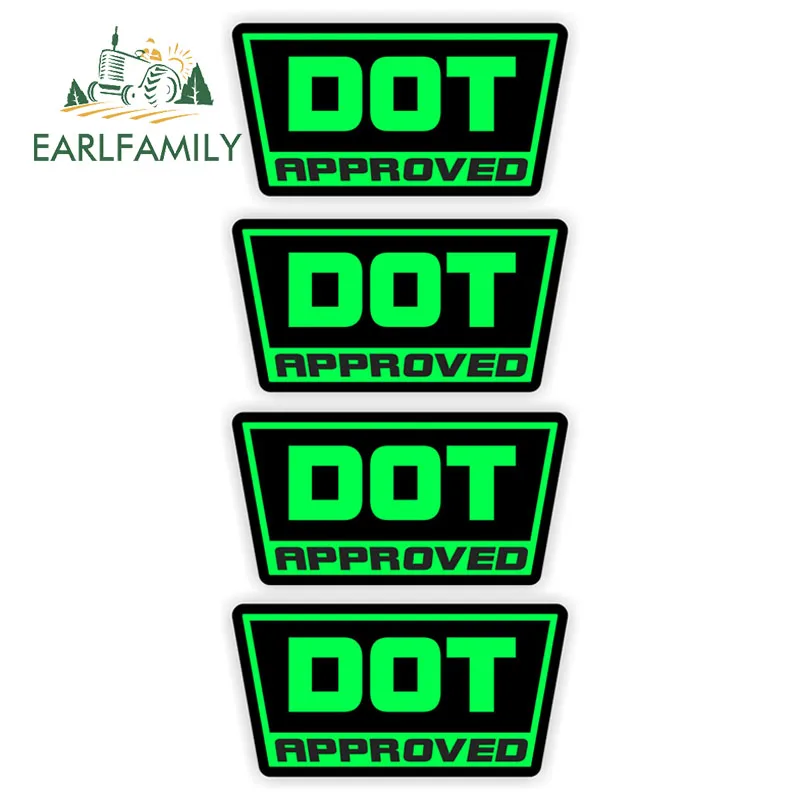 EARLFAMILY 4 Pcs DOT Approved Motorcycle DIrt Bike Helmet Car Stickers Decals Labels D.O.T. 3D Car Styling Decoration
