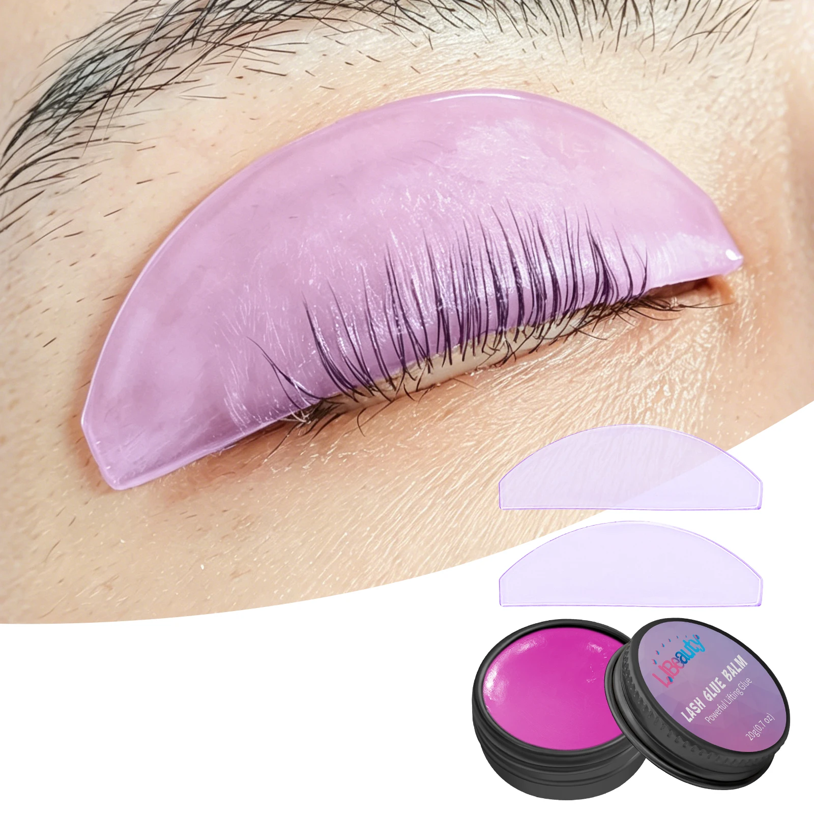Libeauty Flat Lash Lift Pads Lash Lift Glue Balm Eyelash Perm Reusable and Self-Adhesive Eyelash Lift Shields Tool For Home Use