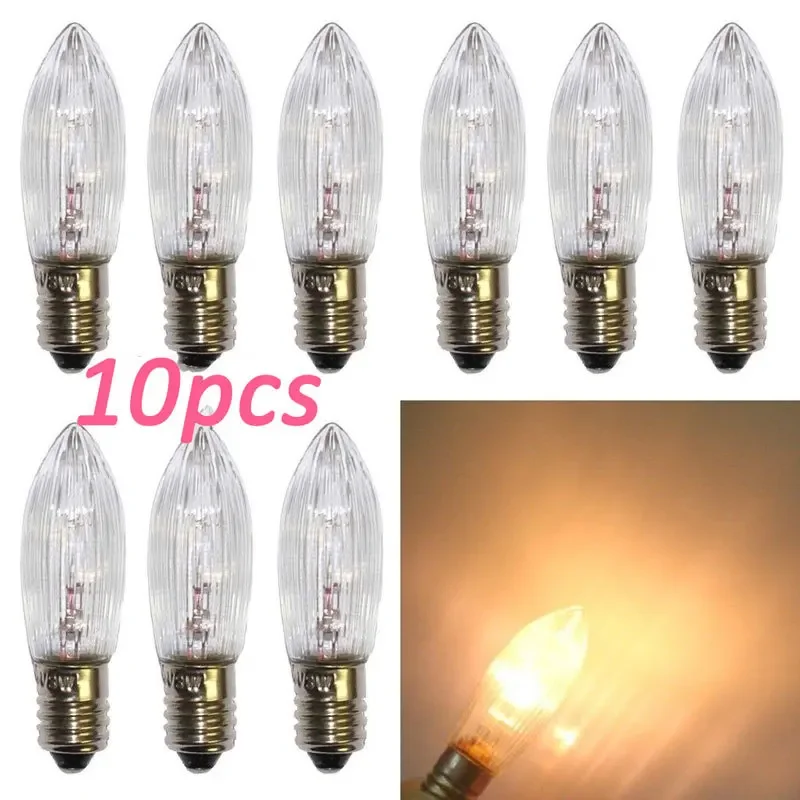 

10pcs/pack E10 LED Replacement Lamp Bulb Candle Light Bulbs for Light Chains 10 V-55 V AC for Bathroom Kitchen Home Bulbs Decor